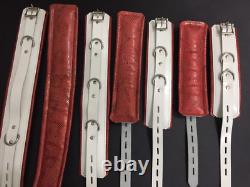 7 Piece Leather Heavy Duty Padded Bondage Restraint set with Red Snake Print