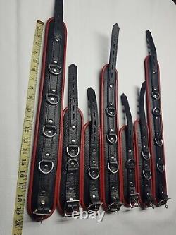 7 Pieces Real Leather Restraint Set Heavy Duty Bondage Padded Cuffs With Piping