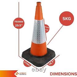750mm Heavy Duty Large Traffic Cones Self Weighted 1 Piece Design