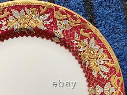 8 x New De Lamerie China Heavily Gilded Floral Bells Burgundy Side Plates 6.25