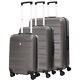 Aerolite Lightweight Abs Hard Shell 8 Wheel Spinner Suitcase 3 Piece Luggage Set