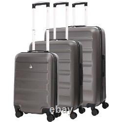 Aerolite Lightweight ABS Hard Shell 8 Wheel Spinner Suitcase 3 Piece Luggage Set