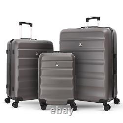 Aerolite Lightweight ABS Hard Shell 8 Wheel Spinner Suitcase 3 Piece Luggage Set