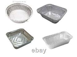 Aluminium Silver Foil Food Containers & Heavy Duty Lids Small/Medium/Large/Round