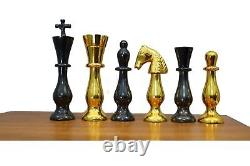 Artistic Handcrafted Heavy Quad Weighted Royal Brass Metal Chess Pieces TAJCHESS