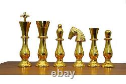 Artistic Handcrafted Heavy Quad Weighted Royal Brass Metal Chess Pieces TAJCHESS