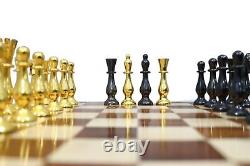 Artistic Handcrafted Heavy Quad Weighted Royal Brass Metal Chess Pieces TAJCHESS