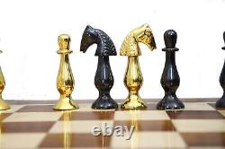 Artistic Handcrafted Heavy Quad Weighted Royal Brass Metal Chess Pieces TAJCHESS