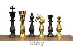 Artistic Handcrafted Heavy Quad Weighted Royal Brass Metal Chess Pieces TAJCHESS