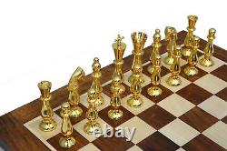 Artistic Handcrafted Heavy Quad Weighted Royal Brass Metal Chess Pieces TAJCHESS