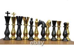 Artistic Handcrafted Heavy Quad Weighted Royal Brass Metal Chess Pieces TAJCHESS