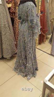 Asian Pakistani Indian Wedding/Party wear dress ice blue heavy detail 3 piece