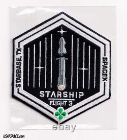 Authentic SPACEX STARSHIP TEST FLIGHT-3 SUPER HEAVY STARBASE, TX Mission PATCH