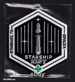 Authentic SPACEX STARSHIP TEST FLIGHT-3 SUPER HEAVY STARBASE, TX Mission PATCH
