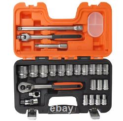 Bahco S240 24Piece 1/2 Metric Socket Set 10-32mm with Ratchet & Heavy Duty Case