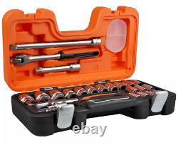 Bahco S240 24Piece 1/2 Metric Socket Set 10-32mm with Ratchet & Heavy Duty Case