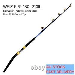 Bent Butt 2-Piece Saltwater Offshore Trolling Fishing Rod Big Game Roller 210lb