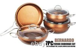 Bernardo Torino 7 Piece Rose Gold Granite Cookware Set, HEAVY WEIGHT QUALITY