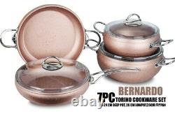Bernardo Torino 7 Piece Rose Gold Granite Cookware Set, HEAVY WEIGHT QUALITY