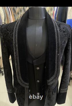 Bespoke Velvet Floral Design 3piece Suit 42r Loose Fit, Heavy Mooche Kent Insp