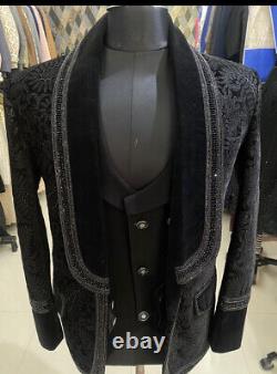 Bespoke Velvet Floral Design 3piece Suit 42r Loose Fit, Heavy Mooche Kent Insp