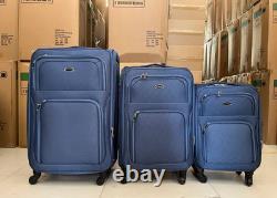 Blue Set 3 Pieces High Quality Heavy Duty Durable Oxford Material Luggage