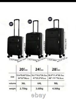 Blue Set 3 Pieces High Quality Heavy Duty Durable Oxford Material Luggage