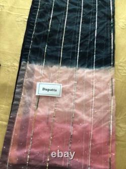 Brand New Hussain Rehar inspired Heavy Embroidered Black Silk 3 piece suit-XL
