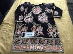 Brand New Hussain Rehar inspired Heavy Embroidered Black Silk 3 piece suit-XL