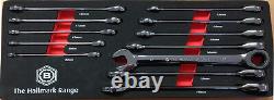 Britool Hallmark 12 piece Ratchet Combination Spanner Set in Foam Tray BHRWSET12