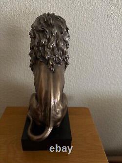 Bronze lion figurine on plinth perfect for home or office BNIB heavy solid piece