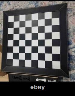 Chess Set. Leather board, heavy plastic pieces