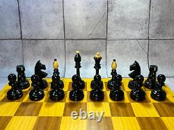 Chess set Chess vintage Wood chess set Chess pieces Heavy new chess Czech chess