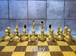 Chess set Chess vintage Wood chess set Chess pieces Heavy new chess Czech chess