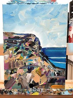 Corbellic Expressionism 12x9 Cliff Bluff Atlantic Canvas Heavy Paint Gallery Art