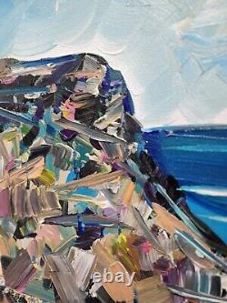 Corbellic Expressionism 12x9 Cliff Bluff Atlantic Canvas Heavy Paint Gallery Art