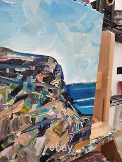 Corbellic Expressionism 12x9 Cliff Bluff Atlantic Canvas Heavy Paint Gallery Art