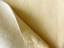 Cream Colour Full Grained Matte Heavy Cow Hide Leather Skin Piece, 102x130cm, 2mm