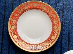 De Lamerie China Heavily Gilded Renaissance Red Large Lipped Rim Soup Bowl 9