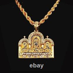 Diamond Jesus Piece Last Supper Pendant Heavy Gold Rope Chain Necklace Hip Hop