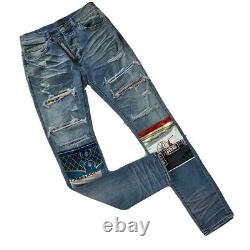 Distressed Bandana Heavy Quality Skinny Denim Jeans Amiri Hip-Hop Style MX SS21