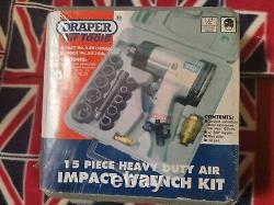 Draper 55360 15 Piece 1/2 Square Drive Heavy Duty Air Impact Wrench Kit Air Gun