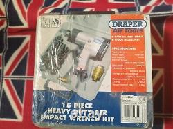 Draper 55360 15 Piece 1/2 Square Drive Heavy Duty Air Impact Wrench Kit Air Gun