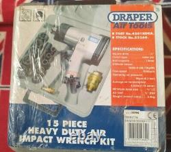 Draper 55360 15 Piece 1/2 Square Drive Heavy Duty Air Impact Wrench Kit Air Gun