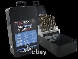 Drill bit set 25 piece cobalt HSS m35 Heavy Duty metal jobber abracs