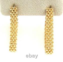 Earrings 14k yellow gold dangle fashion link chain solid heavy one piece