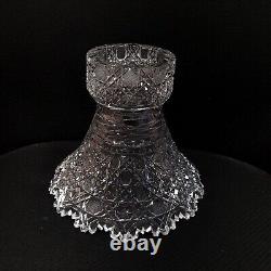 Estate Piece American Brilliant Heavy Cut Crystal Punch Bowl Solid 14in -MINT