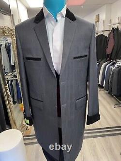 Fantastic 1950's Vintage Teddy Boy Suit Grey Wool Pinstripe Mid-Heavy Cloth