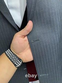 Fantastic 1950's Vintage Teddy Boy Suit Grey Wool Pinstripe Mid-Heavy Cloth