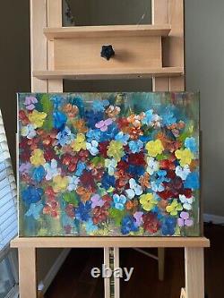 Floral Acrylic Painting Canvas Sculpture Flower Heavy Texture 3D Impasto 16x20